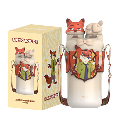 Disney/迪士尼疯狂动物城联名水杯卡通草莓熊尼克朱迪吸管保温杯