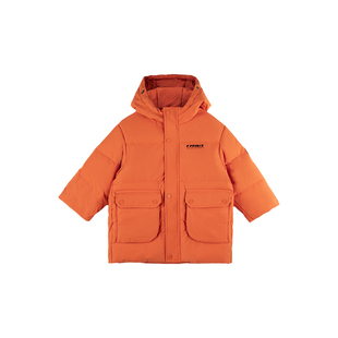 【商场同款】青蛙王子童装男小童中长款羽绒服冬季新款趣味眼镜帽