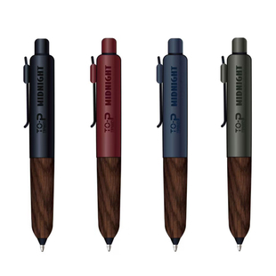 塔诺塞TOP暗夜系列小胖笔黑色中性笔檀木笔握按动手帐笔高档复古色金属重低心学生刷题黑色水笔办公签字笔0.5