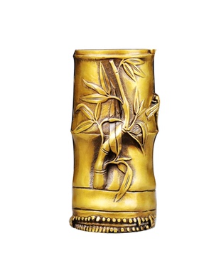 竹子纯铜仿古风节节高办公室笔筒