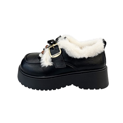 绝美单鞋女冬配裙子保暖雪地棉鞋