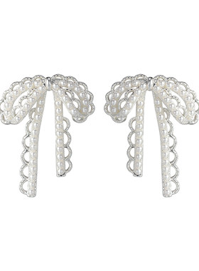 CRMAY卡洛美蕾丝珠结耳环温柔风显脸小简约百搭简约女士气质耳饰