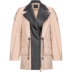 PINKO女士拼接抽绳收腰派克大衣103002A1NH