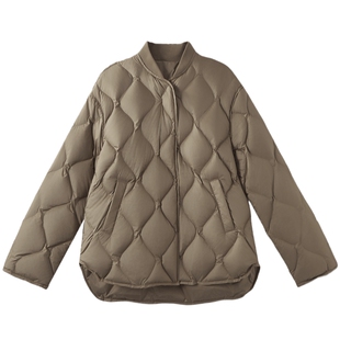 德玛纳轻量感90鸭绒棒球领羽绒服女25冬季新款磁吸扣简约保暖外套