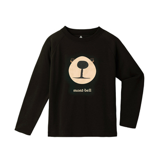 日本美山 montbell 2025春夏儿童小熊速干防紫外线90%运动长袖T恤