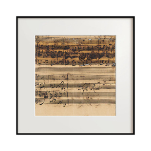 巴赫方形贝多芬手稿文艺复古装饰画音乐琴房壁画客厅玄关卡纸挂画