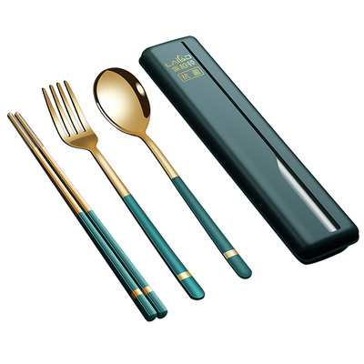 德国316L钢筷子勺子套装学生便携