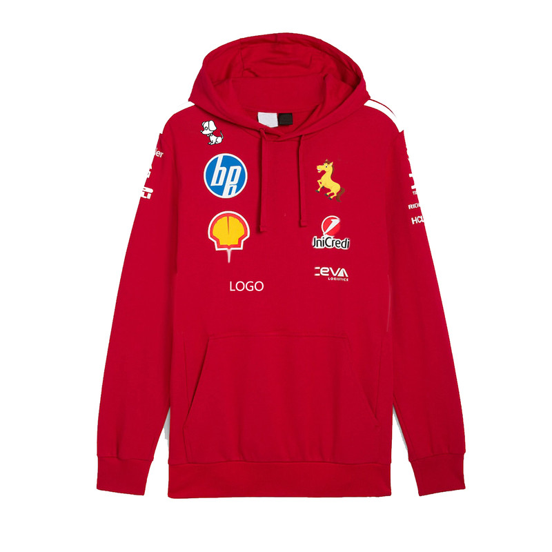 2025新款F1赛车服法拉利车队同款连帽卫衣红色立领外套周边定制