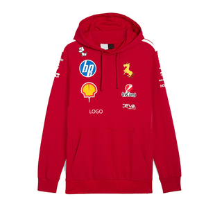 2025新款F1赛车服法拉利车队同款连帽卫衣红色立领外套周边定制