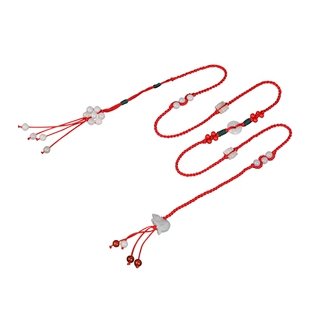 翡翠生肖玉蛇龙年红绳腰链女手工编织平安扣红腰绳本命年腰带男款