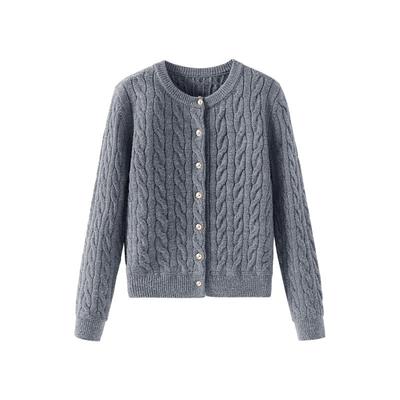 班尼路S&K系列绞花针织开衫女2025秋冬新款加厚保暖韩系百搭外套Q