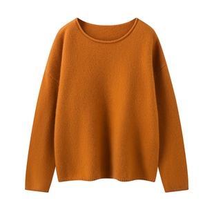 100纯山羊绒衫女秋冬新款欧货高端软糯圆领针织宽松冬季打底网红