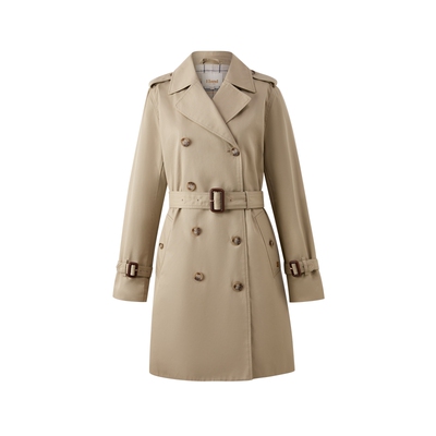 ELAND双排扣翻领中长款外套女