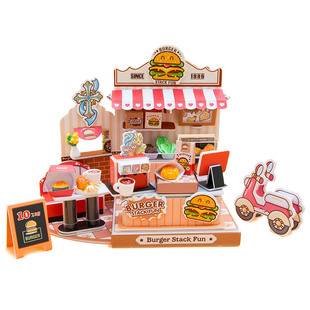 kalisi儿童微缩美食街蛋糕汉堡面包店拼装模型女孩过家家玩具礼物