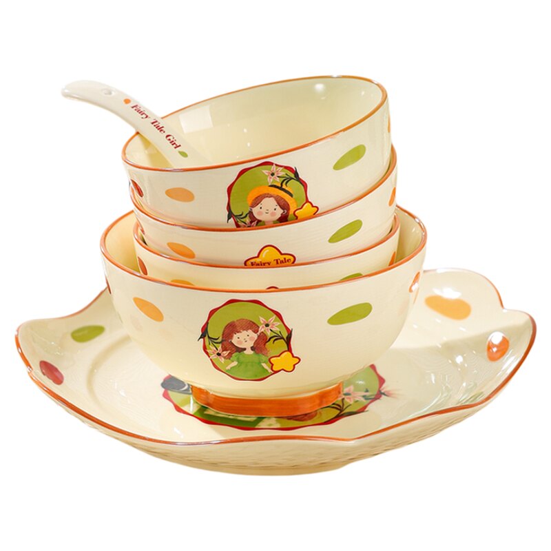 高温陶瓷福边碗套装餐具