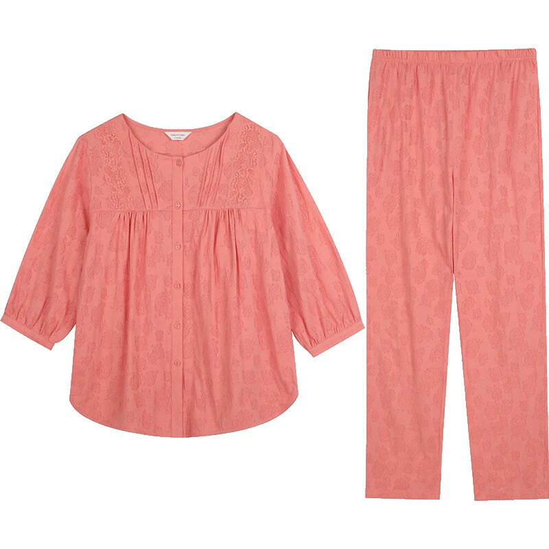 秋鹿七分袖薄款家居服套装女