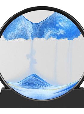 实木流沙画摆件3d立体沙漏办公室家居客厅电视柜轻奢高档创意礼物