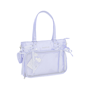 RosyPosy柔设单肩痛包丝带痛大食量透明娃包原创二次元追星斜挎包大容量外出日常通勤吧唧包休闲手提包托特包