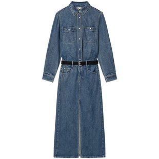 Miss Sixty2026春夏莱赛尔牛仔连衣裙女配腰带工装开衩长裙