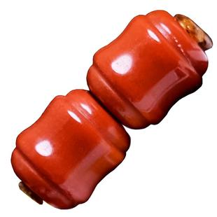 天然凉山南红单珠散珠竹节绳束背云勒子单颗配珠隔珠顶珠星月配饰