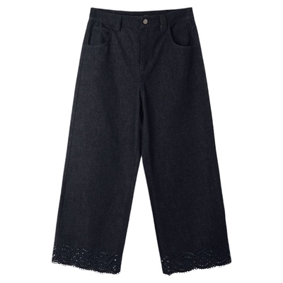 ICEDUST镂空绣九分牛仔裤