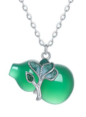 周六福玉髓宝葫芦项链女S925银小众节日礼物送女友