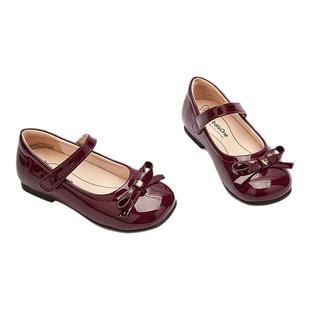 巴拉巴拉女童公主鞋大童小皮鞋儿童红色鞋子软底2026春季新款童鞋