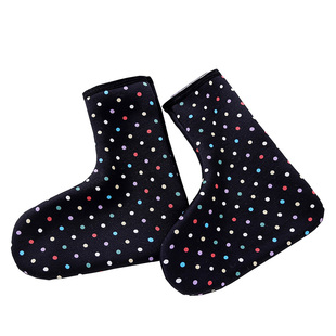 秋冬加绒加厚成人女士长统雨鞋袜套无跟保暖女地板袜印花高筒靴袜