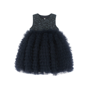 大耳象女童毛呢蛋糕纱裙冬季新款宝儿立体手工网纱礼服连衣裙子