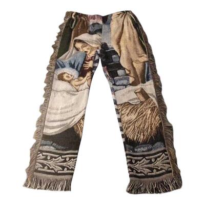 福克斯同款流苏裤针织裤