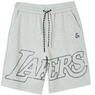 杰克琼斯男装士生秋季男士NBA联名湖人队时尚篮球运动印花短裤子