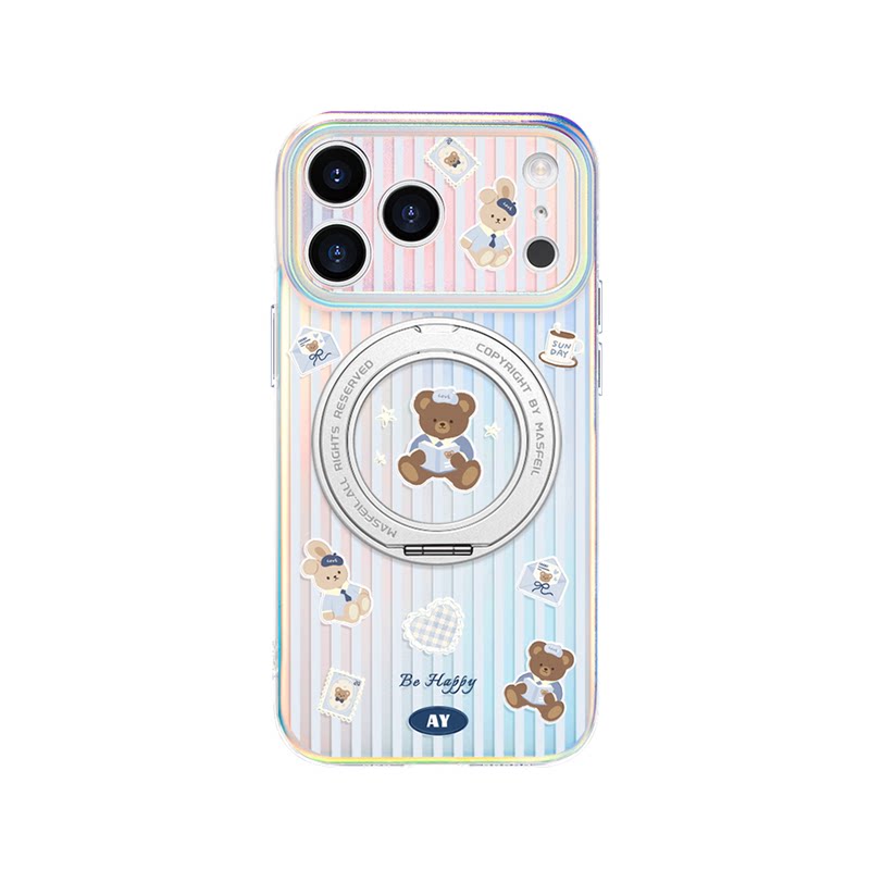 ANGYING × 熊兔信笺适用苹果18promax手机壳新款iphone17pro磁吸带支架ip16支点Lo5套全包高级感超薄女15/13