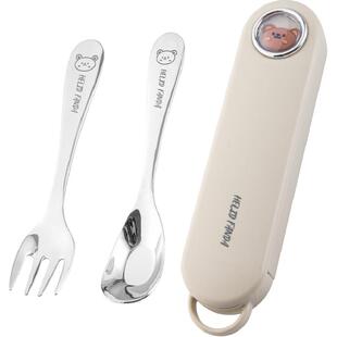 沃德百惠316L不锈钢元宝勺子宝宝吃饭专用儿童餐具学自主进食勺叉