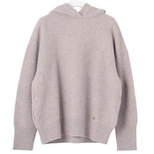 23区日系春季通勤宽松羊毛混纺连帽套头毛衣外套款毛衫商场同款