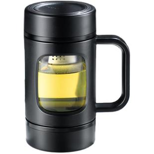 富光茶水分离泡茶杯大容量玻璃杯子带把手男士办公杯上班水杯便携