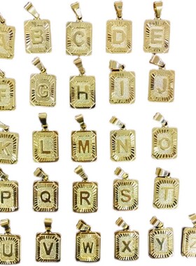 欧美复古方牌字母长项链