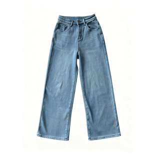 UMI加厚加绒保暖牛仔裤女百搭休闲裤冬季柔暖松弛直筒裤2025年