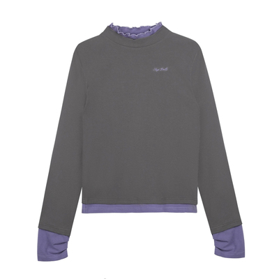 SagiDolls少女斗志 百搭遮腹!甜酷显瘦高领假两件打底T恤宽松双色