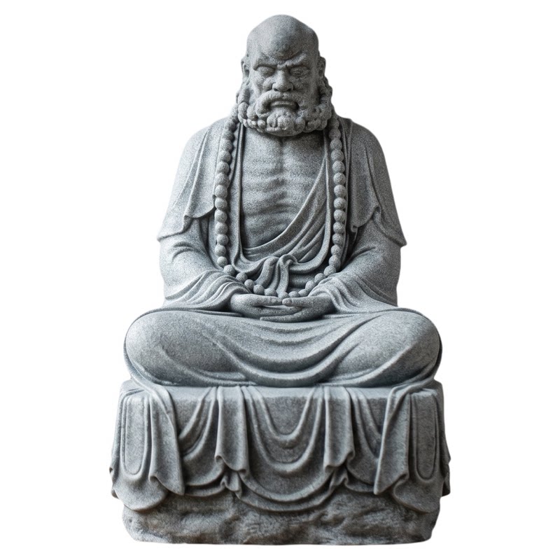青砂石达摩祖师禅意中式佛摆件客厅茶桌鱼缸花盆装饰造景