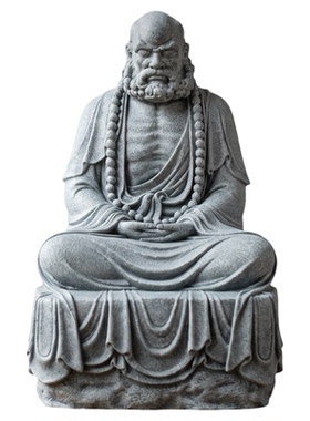 青砂石达摩祖师禅意中式佛摆件客厅茶桌鱼缸花盆装饰造景