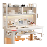 电脑桌家用办公桌卧室学生书桌书架一体带洞洞板简易置物学习桌子