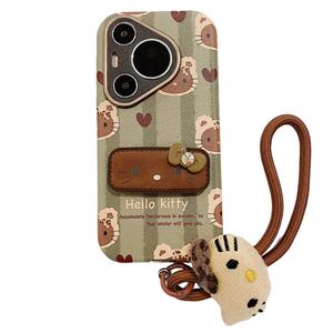 适用华为mate60pro+手机壳mate70新款小众可爱pura70pro带支架挂绳mate40/50pro皮质70Ultra全包防摔秋冬高级