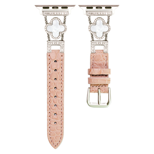 QALUO秋冬新款四叶草鳄鱼皮表带适用apple watchS11/S10表带iwatch9苹果手表se/8/7/6/5代41/45mm女高级小众