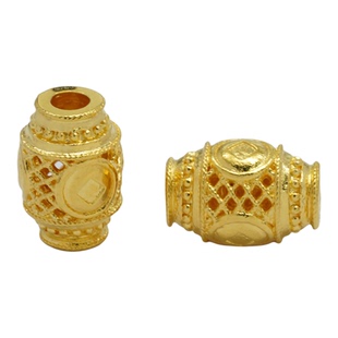 【严选】18k金钱币镂空桶珠时尚百搭DIY项链手链配件不脱模WT0576