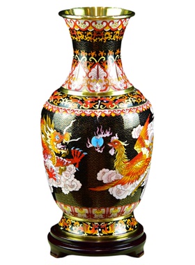 北京珐琅景泰蓝金龙花瓶龙凤呈祥