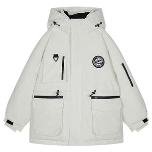 Champion冠军羽绒服女冬季工装派克服中长款保暖连帽拉链休闲外套