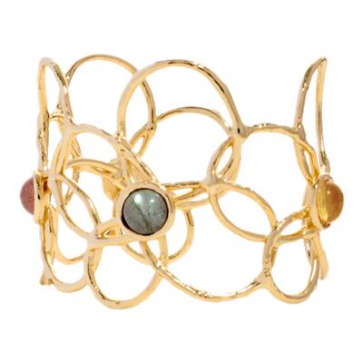 Wens花神系列镂空花朵开口手镯女