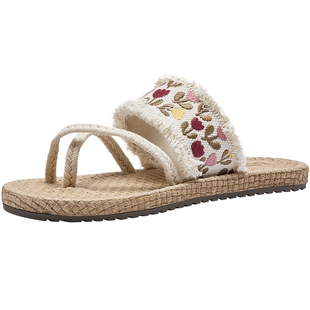 热风度假一字拖女2026年春新款软底休闲凉拖百搭拖鞋子H62W26205