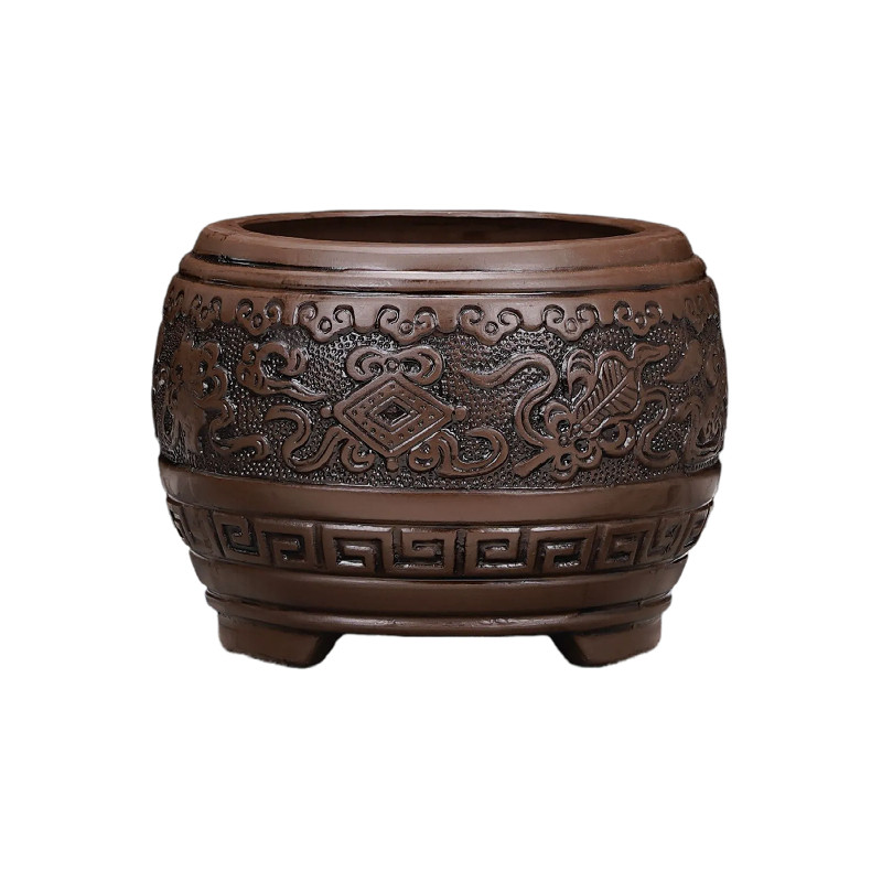 宜兴仿古陶瓷花盆浮雕君子兰花盆中国风花卉绿植盆栽盆景花盆陶瓷