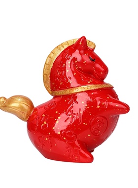 创意国潮小财马中式公司年会摆件